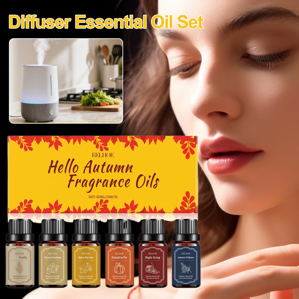 Home Fragrance Vanilla Scented Candle - Huiles parfumées diffuseur d'automne 6x10ml, huiles