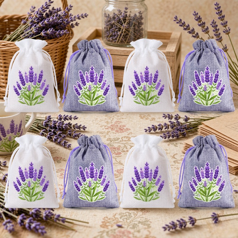Home Fragrance Linen - 8 sacs en lin blanc et